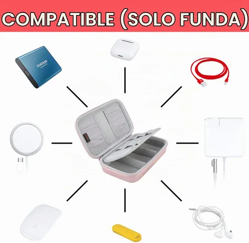 Vista 7 de Canboc Estuche organizador electrónico duro Bolsa de almacenamiento de A-A Oro rosa