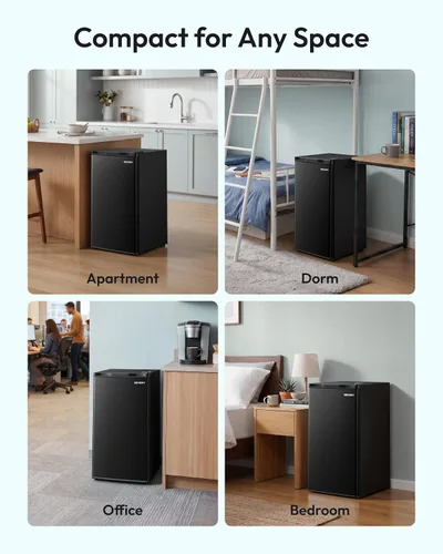 Vista 9 de EUHOMY Mini refrigerador con congelador, refrigerador compacto de 3.2 pies