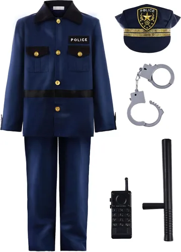 Vista 7 de ReliBeauty Disfraz de policía para niños, disfraz de Halloween para niños