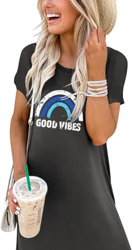 Vista 6 de ANRABESS - Vestido largo de playa de verano con bolsillos, suelto, informal, de manga corta, para mujer