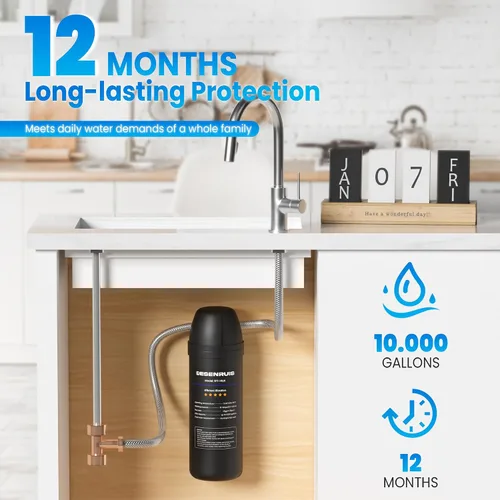 Vista 4 de Filtro de agua para debajo del fregadero, filtro de agua de grifo doméstico para fregadero de cocina, se conecta directamente bajo el mostrador al