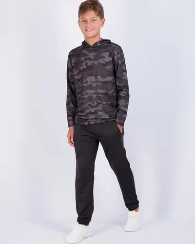 Vista 4 de Real Essentials Paquete de 3 sudadera con capucha de malla de manga larga para jóvenes bolsillo canguro niños y niñas