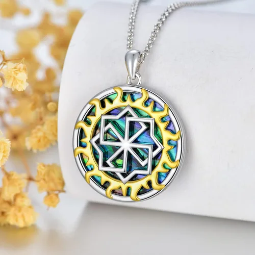 Vista 2 de ROMANTIC WORK Father's Day Amulet Necklace 925 Sterling Silver Star Of David Pendant Jesus Slavic Sun Wheel Allah Jewelry for Men Women