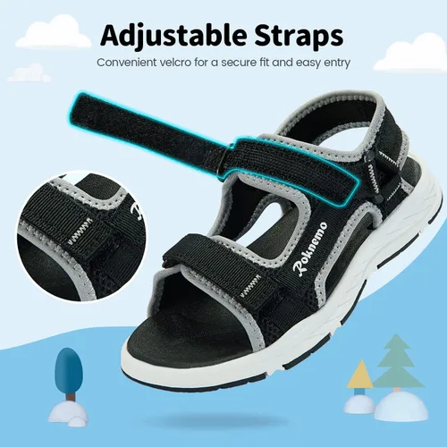 Vista 2 de Sandalias deportivas de verano para niños y niñas, unisex, con puntera abierta, para playa, senderismo, al aire libre (niños pequeñosniños grandes)