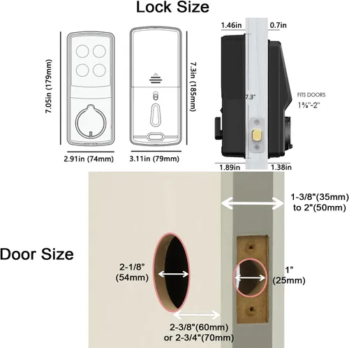 Vista 3 de Lockly Secure Plus, cerradura de puerta de entrada sin llave, cerraduras inteligentes para puerta delantera, cerrojo de bloqueo inteligente, teclado