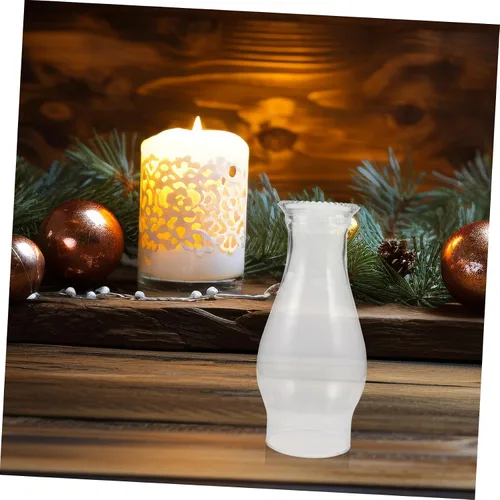Vista 8 de Lámpara de cristal transparente, pantalla de queroseno de vidrio para chimenea, cubierta de lámpara de aceite, cubierta de portavelas con capucha