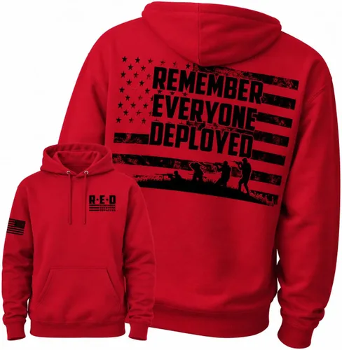 Vista 8 de Wild Bobby RED Friday US Military Shirt Remember Everyone Deployed Flag American Pride Unisex Sweatshirt