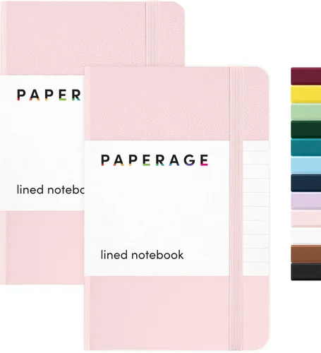 Vista 10 de Juego de 2 cuadernos blocs de notas de bolsillo pequeño, pauta universitaria, 3.7 x 5.6 pulgadas, minidiario de tapa dura, papel grueso de 3.5 Negro