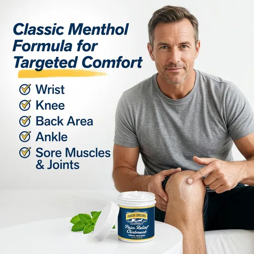 Vista 2 de Amish Origins Ungüento para aliviar el dolor, de 1 oz, de máxima fuerza, alivio de molestias totalmente natural para articulaciones, músculos