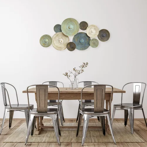 Vista 3 de Stratton Home Decor S07662 Centro de mesa, 46.46 de ancho x 2.17 de profundidad x 20.08 de alto, multicolor, verde y bronce