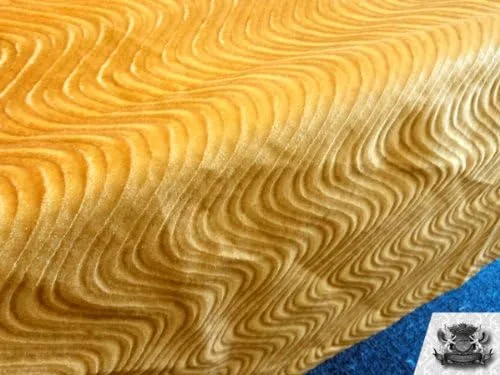 Vista 3 de Tela de tapicería de terciopelo Flocado Swirl Gold