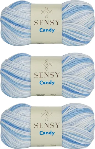 Vista 17 de Sensy Candy Yarn - Hilo de 5 madejas, 3.5 onzas, 251 yardas, multicolor para ganchillo y tejido, calibre ligero 3