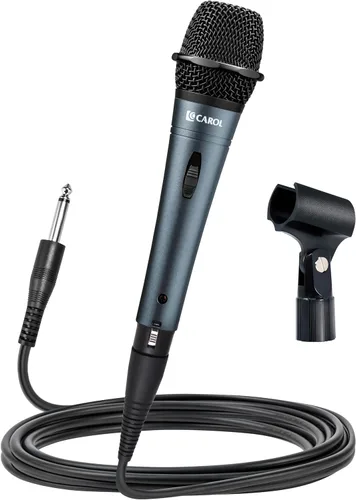 Vista 9 de CAROL E dur-916S - Micrófono vocal dorado XLR con cable para cantar, micrófono supercardioide dinámico con sistema de montaje de doble choque