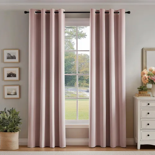 Vista 23 de FMFUNCTEX - Cortinas 100% opacas color beige de 40 x 63 pulgadas para dormitorio, 2 paneles Black out Drapes, Thermal Insulated Noise Reducing