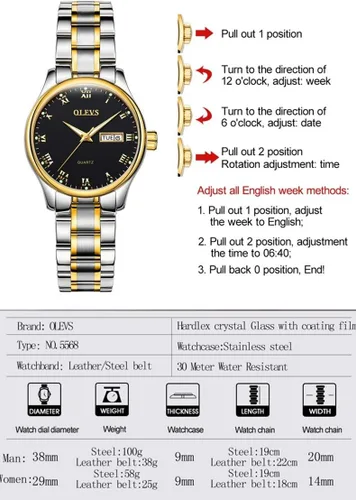Vista 4 de OLEVS Fashion Watches for Women Waterproof Analog Quartz Wrist Watches for Women Stainless Steel Calendar Watch