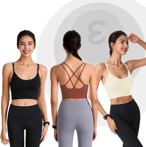 Vista 2 de Evercute - Brasier deportivo con relleno, con espalda cruzada, tirantes delgados y cruzados, para entrenamiento, de yoga, entrenamiento físico, bajo