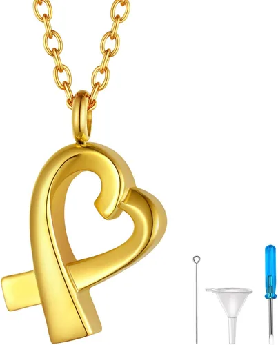 Vista 186 de FindChic Collares personalizados con urna para cenizas, barra vertical, gato, luna, reloj de arena, garra de perro, acero inoxidable, chapado en oro