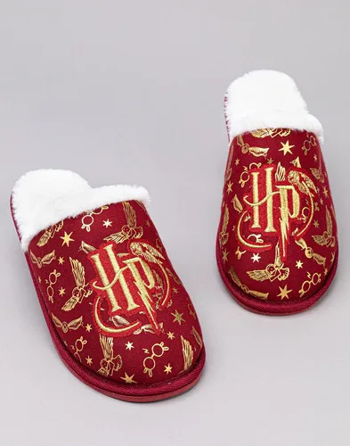 Vista 4 de Harry Potter Pantuflas para niñas Zapatos de casa roja mullidos para niños Logotipo bordado dorado Hogwarts Calzado Mercancía Regalo