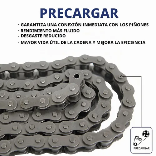 Vista 4 de 40 cadena de rodillos, 3 pies con 1 eslabón conector, para Go-karts, scooters, minibicicletas.