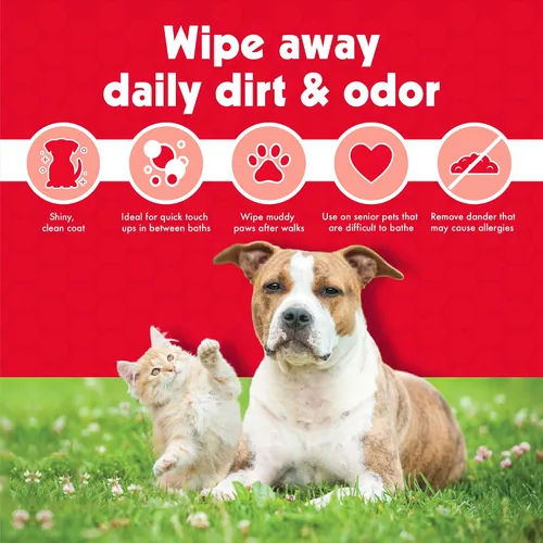 Vista 7 de Petkin Toallitas para mascotas para perros y gatos, 100 toallitas grandes – Elimina la suciedad y el olor como lavarse las manos – Limpia orejas