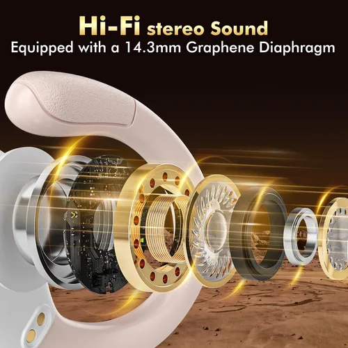 Vista 3 de Auriculares inalámbricos Bluetooth 80 horas de reproducción de auriculares con pantalla de potencia con micrófono con cancelación de ruido