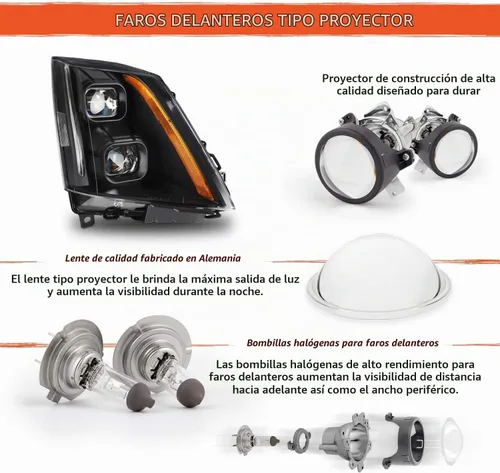 Vista 6 de AKKON - Faros delanteros LED para Cadillac CTS 2008-2014, carcasa negra, modelo halógeno