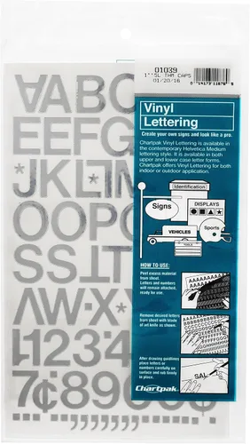 Vista 13 de Chartpak letras y números de capital vinilo autoadhesivo, 1/2 pulgadas de alto, negro, 201 por pack (01010), Blanco