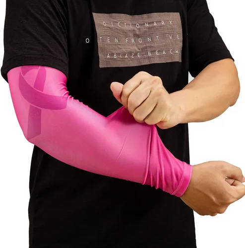 Vista 4 de Yxmeiguo Manga deportiva de compresión para brazos, 2 mangas, color rosa, para béisbol, fútbol, baloncesto, ciclismo, deportes