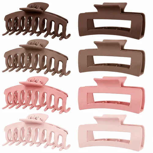 Vista 12 de TOCESS Paquete de 8 pinzas grandes para el cabello para mujer, pinzas grandes para cabello fino y grueso, rizado, agarre fuerte de los años 90, 4.33