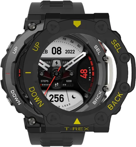 Vista 11 de Funda para Amazfit T-Rex 2, a prueba de golpes, funda protectora de TPU duradera, accesorios para Amazfit T Rex 2 Smartwatch (negro)