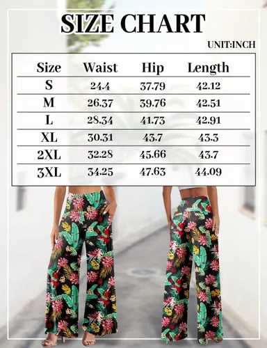 Vista 5 de JZC Pantalones de descanso Palazzo para mujer, elásticos, de pierna ancha, casuales, cómodos, de cintura alta, holgados, tallas S-3XL