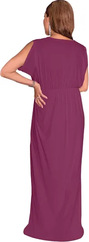 Vista 4 de KOH KOH Vestido largo de maternidad con cuello en V y manga corta para mujer