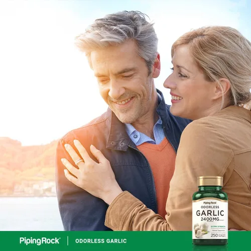 Vista 5 de Piping Rock Suplemento de ajo inodoro 250 cápsulas blandas Extracto de hierbas para mujeres y hombres Extra fuerte Sin OMG, sin gluten
