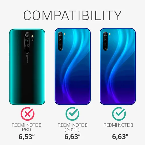 Vista 6 de kwmobile Funda compatible con Xiaomi Redmi Note 8 (2019/2021) - Funda protectora de silicona TPU suave y delgada - Lavanda