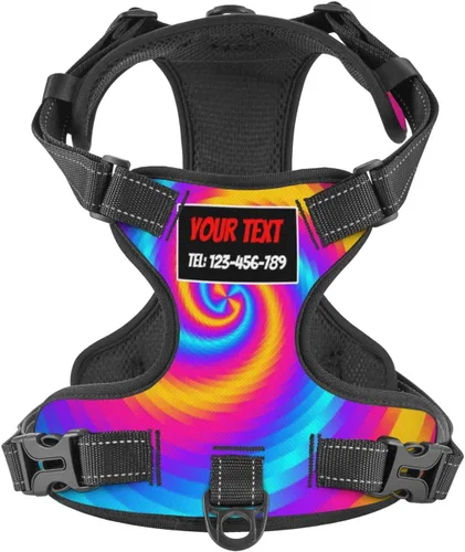 Vista 9 de Arnés personalizado para perro sin tirones, chaleco personalizado de hueso de perro con nombre de mascota, arnés reflectante ajustable personalizado