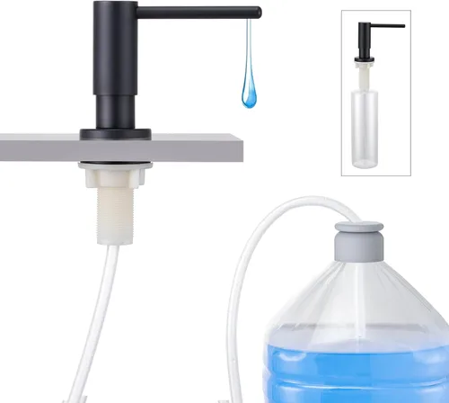 Vista 9 de Dispensador de jabón para fregadero de cocina con botella de 17 onzas y kit de tubo de extensión de 40 pulgadas, dispensador de jabón integrado