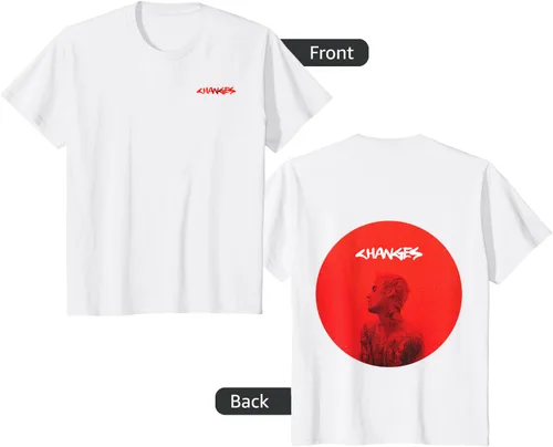 Vista 6 de Justin Bieber Red Circle Changes - Camiseta, Negro, S