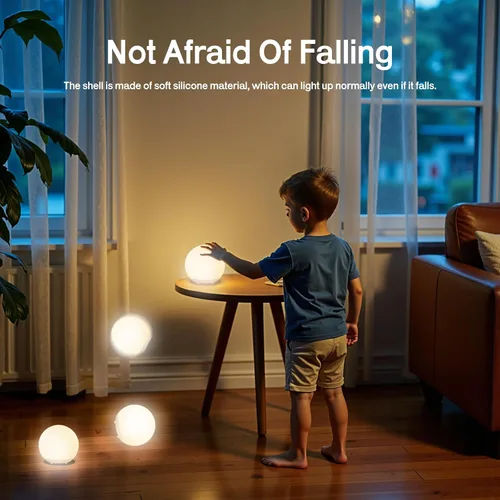 Vista 4 de Luz nocturna para bebé, luz nocturna recargable con control táctil con atenuación continua y cambio de color 7 RGB, luz suave y portátil para huevos