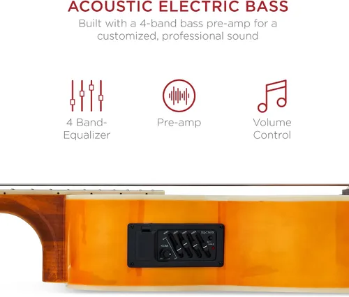 Vista 3 de Best Choice Products Guitarra Bajo Eléctrica Acústica, Tamaño Completo de 4 Cuerdas, Guitarra Bajo con Trastes con Funda de Transporte Acolchada
