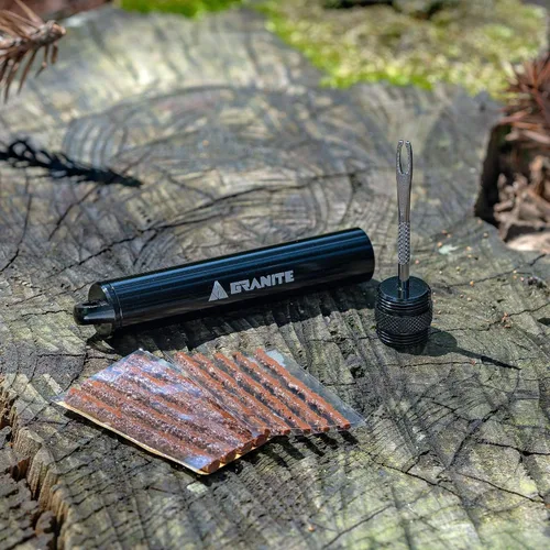 Vista 2 de Granite Suture Kit de tapones para neumáticos, kit compacto de reparación de neumáticos de bicicleta plana sin cámara con 2 tapones de neumáticos