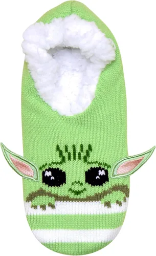 Vista 2 de Star Wars Baby Yoda Character Stripes JuniorsWomens Slipper Socks with Embroidered Ears