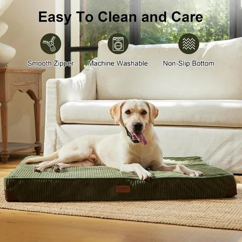 Vista 5 de FUKUMARU Cama para Perros, Camas Ortopédicas de Pana Engrosada para Perros con Funda Lavable, Cama Grande Impermeable para Perros para Jaula
