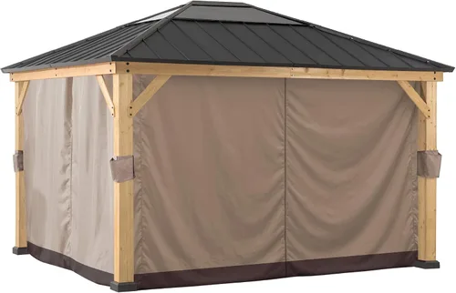 Vista 14 de SUNJOY Paneles de mosquitera de repuesto, resistentes al agua, 4 paneles para glorieta Sunjoy de 9 x 9 pies, protección de patio y patio
