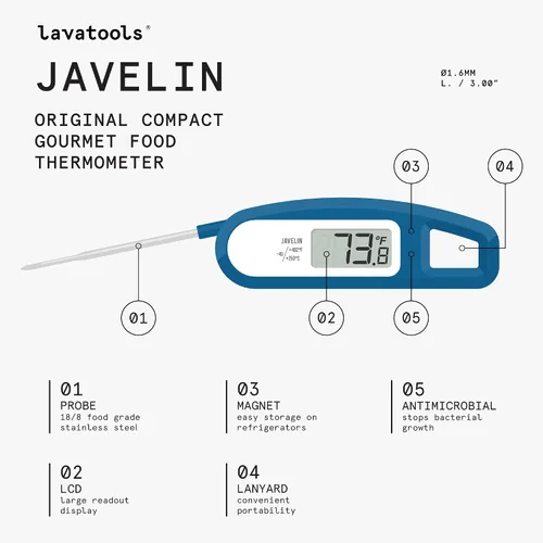 Vista 2 de Termómetro para carne digital instantáneo Javelin de Lavatools, Índigo Maize