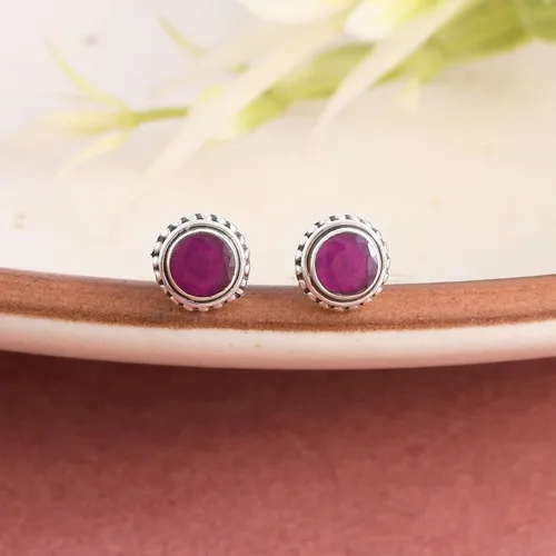 Vista 13 de Round Gemstone Stud Design 2