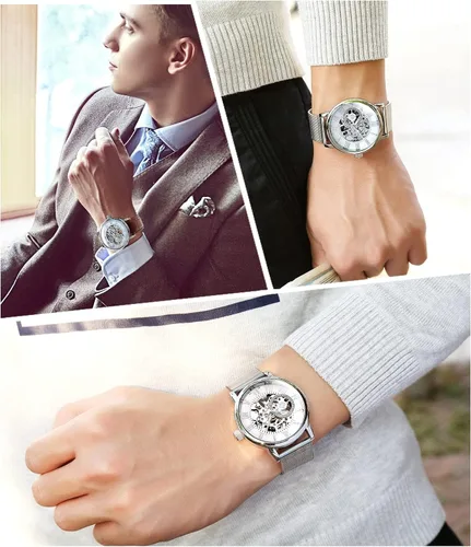 Vista 6 de Sweetbless Reloj de pulsera para hombre Royal Classic Roman Index Automatic-Self-Wind mecánico