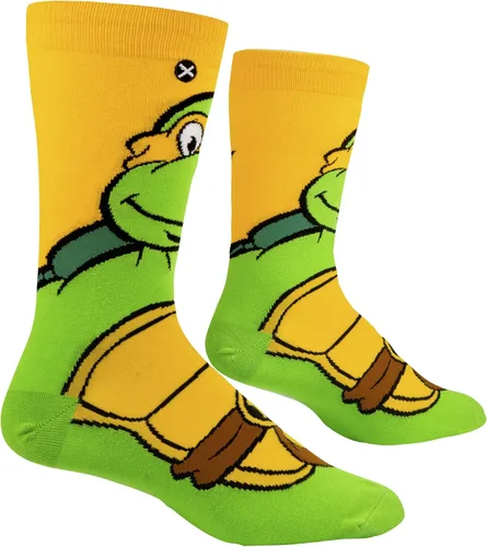 Vista 3 de Odd Sox, Nickelodeon TMNT - Calcetines de dibujos animados, Michelangelo, divertidos y novedosos para hombre, talla L