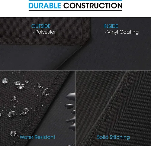Vista 5 de Unicook Funda cuadrada para hoguera de 38 pulgadas, resistente e impermeable, protector para fogata al aire libre con cordón y asas, protección