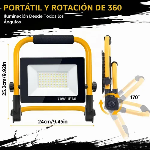 Vista 3 de Luces de trabajo LED con soporte, luz de trabajo ajustable