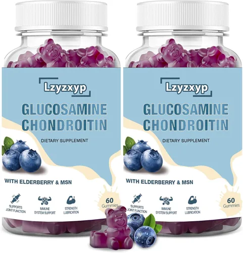Vista 8 de 1 paquete de gomitas de condroitina de glucosamina de 3000 mg con MSM y saúco, extra fuerte, antioxidante, suplemento de apoyo inmunológico, salud